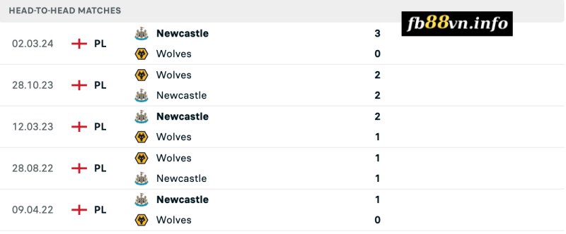 Lịch sử chạm trán Wolves vs Newcastle